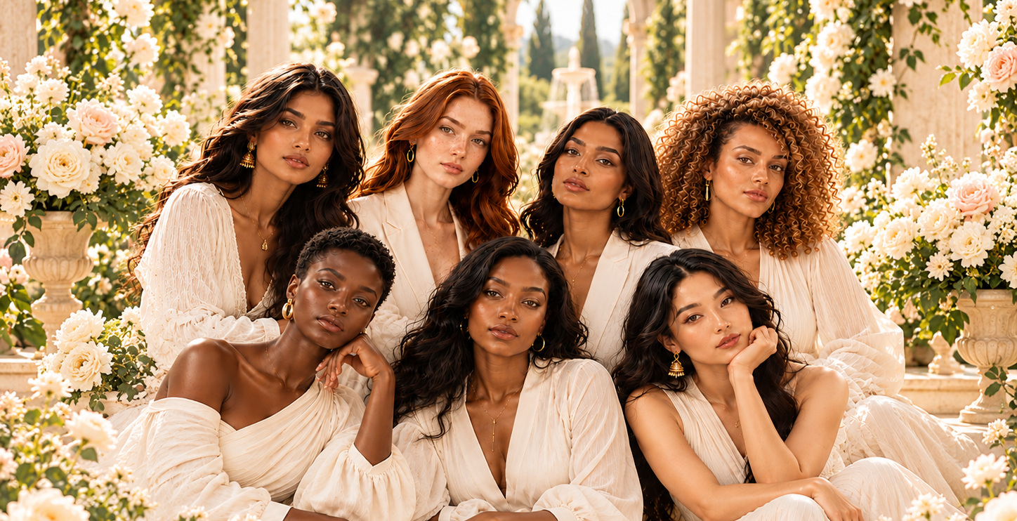The Elegant Garden Girls in ivory attire
